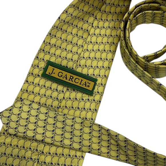 J. GARCIA Yellow Art Silk DESIGNER Tie - Picture 4 of 5